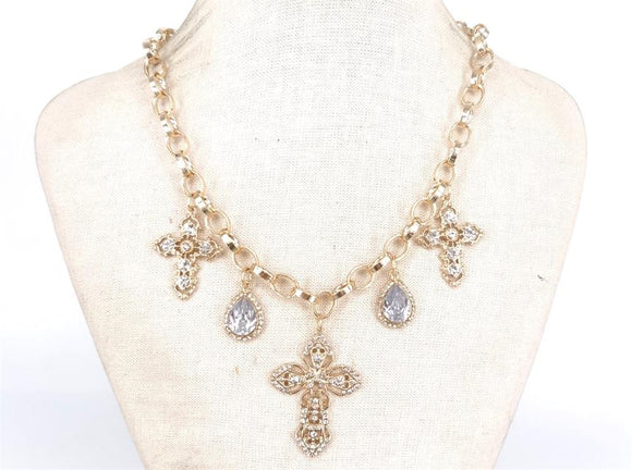Gold Cross Necklace Set ( 1750 GDCL )