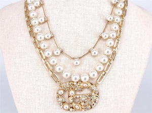 GOLD CREAM PEARL NECKLACE SET ( 1963 GDCR )