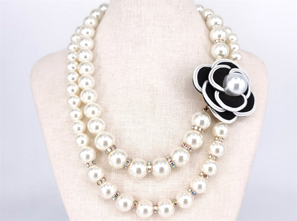 PEARL FLOWER NECKLACE SET ( 2059 GDBWCR )