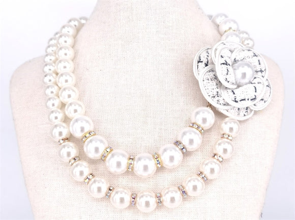 PEARL FLOWER NECKLACE SET ( 2059 GDWTCR )