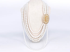 GOLD WHITE PEARL NECKLACE STONES ( 2188 GDWT )