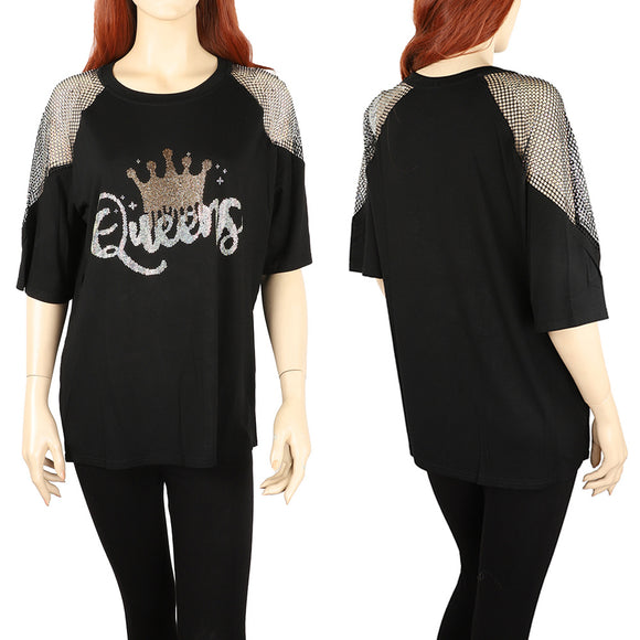 CROWN QUEENS T SHIRT PLUS SIZE ( 1887 BK )