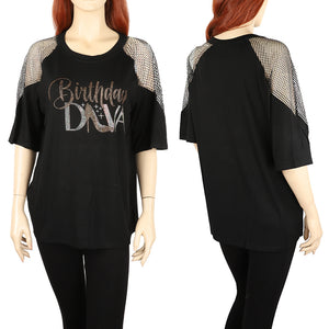 BIRTHDAY DIVA T SHIRT PLUS SIZE ( 1888 BK )