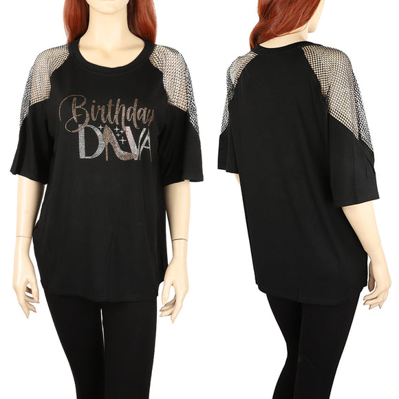 BIRTHDAY DIVA T SHIRT PLUS SIZE ( 1888 BK )