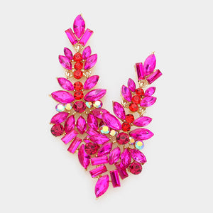 GOLD FUCHSIA DANGLING EARRINGS ( 1313 GFU )