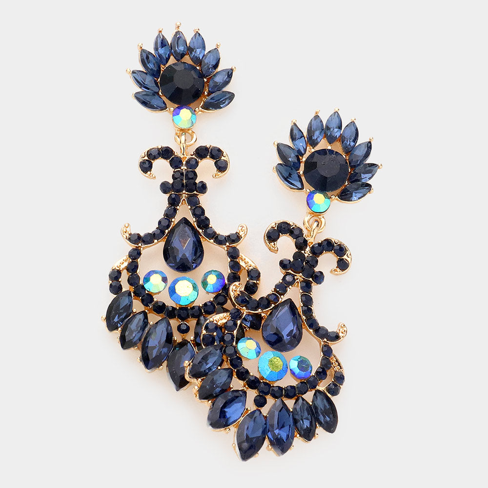 GOLD EARRINGS NAVY BLUE ( 1351 GNV ) – Ohmyjewelry.com