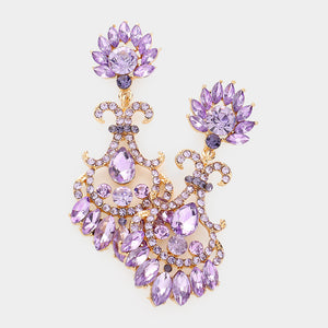 GOLD EARRINGS LAVENDER STONES ( 1351 GLV )