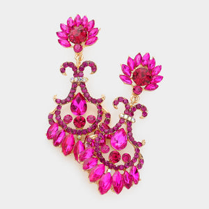 GOLD EARRINGS FUCHSIA ( 1351 GFU )