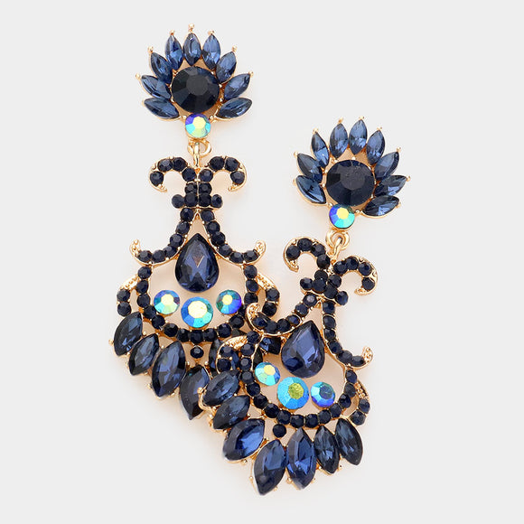 GOLD EARRINGS NAVY BLUE ( 1351 GNV )