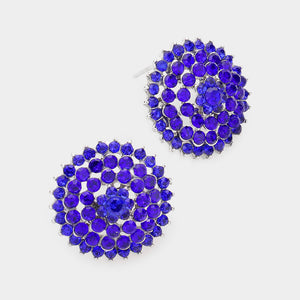 SILVER ROYAL BLUE SUNBURST EARRINGS ( 1774 RY )