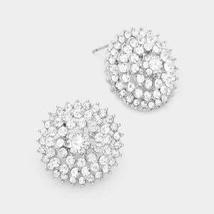 SILVER CLEAR SUNBURST EARRINGS ( 1774 RCL )