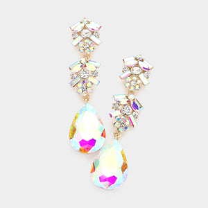 DANGLING GOLD EARRINGS AB STONES ( 1996 GAB )