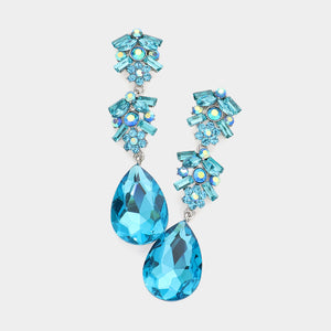 DANGLING SILVER EARRINGS BLUE STONES ( 1996 SAQ)