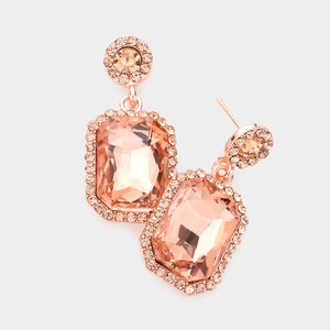 ROSE GOLD PEACH STONE EARRINGS ( 437 RGPH )