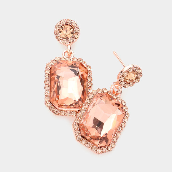 ROSE GOLD PEACH STONE EARRINGS ( 437 RGPH )