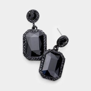 BLACK STONE EARRINGS ( 437 BK )