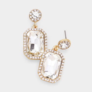 GOLD CLEAR STONE EARRINGS ( 437 GCL )