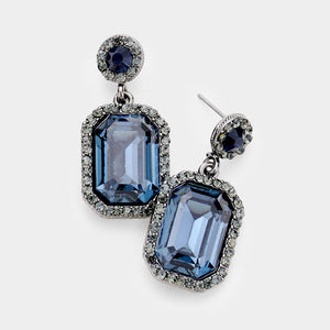 HEMATITE MONTANA BLUE STONE EARRINGS ( 437 HM )