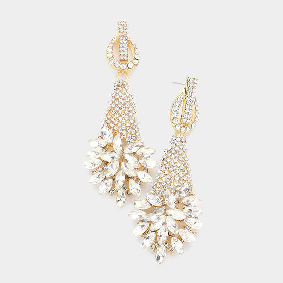GOLD MARQUISE EARRINGS CLEAR STONES ( 5005 GCL )