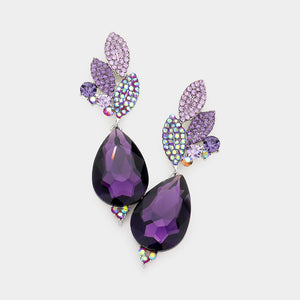 SILVER EARRINGS PURPLE STONES ( 828 RHPU )