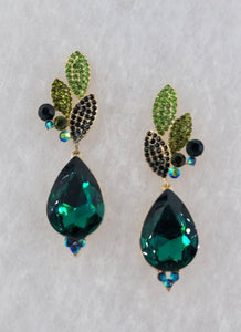 GOLD EARRINGS GREEN STONES ( 828 GDGR )