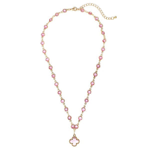 CRYSTAL QUATREFOIL NECKLACE ( 2038 GDPK )