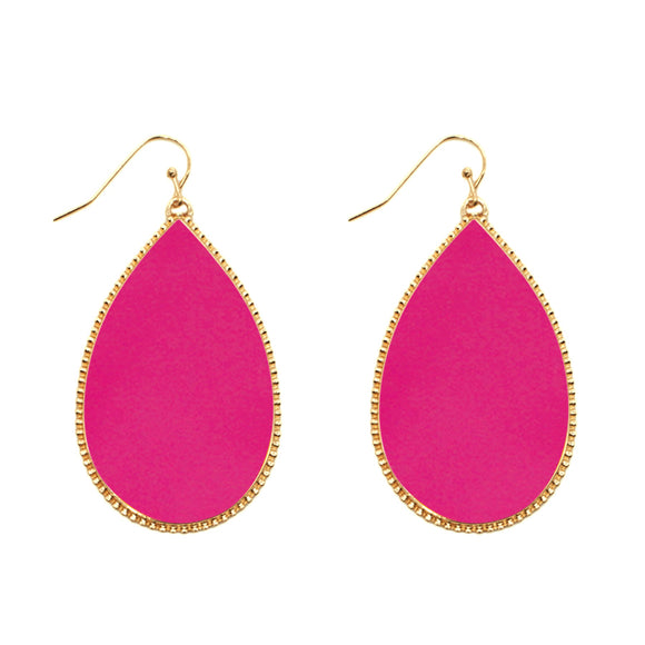Gold Hot Pink Dangling Earrings ( 4499 HPK )