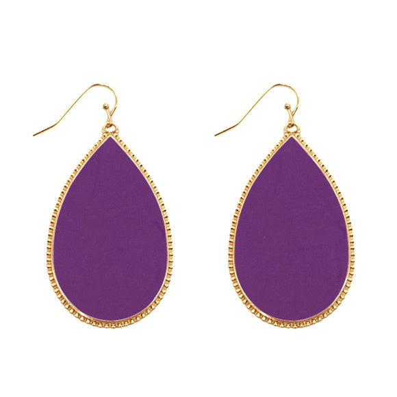 Gold Purple Dangling Earrings ( 4499 PUR )