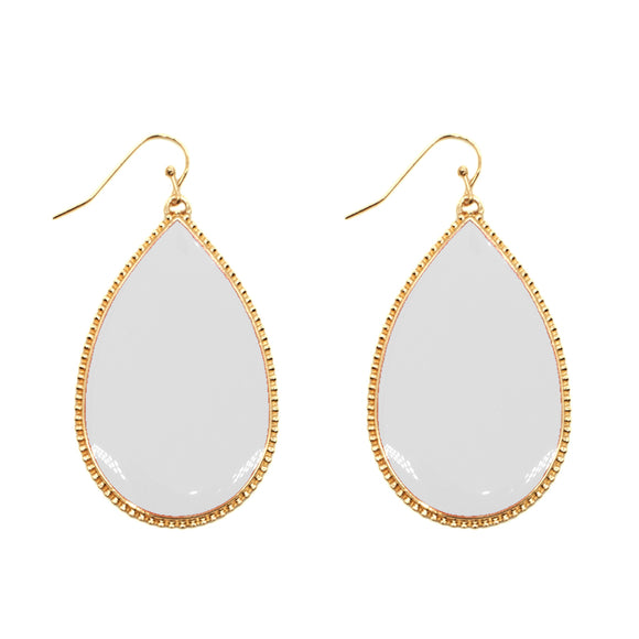 Gold White Dangling Earrings ( 4499 WH )