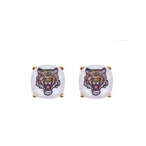 GOLD TIGER WHITE EARRINGS ( 5333 GDWH )