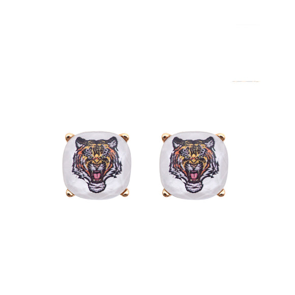 GOLD TIGER WHITE EARRINGS ( 5333 GDWH )