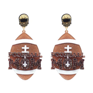 ACRYLIC FOOTBALL MOM EARRINGS ( 5873 FTB )