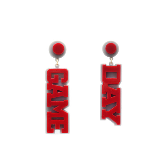 GREY RED GAME DAY EARRINGS ( 5924 GRYRED )