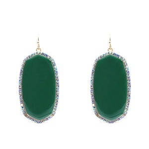 GOLD GREEN EARRINGS AB STONES ( 6070 GRN )