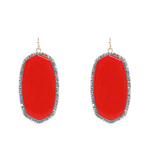 GOLD RED EARRINGS AB STONES ( 6070 RE )