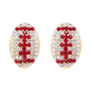 GOLD RED CLEAR FOOTBALL EARRINGS ( 6078 1 )