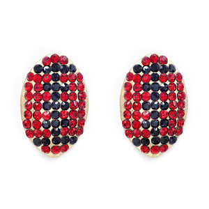 GOLD RED BLACK FOOTBALL EARRINGS ( 6078 3 )