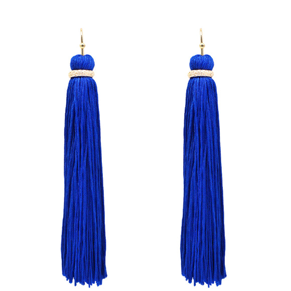 Blue Thread Tassel Earrings ( 6079 BLU )
