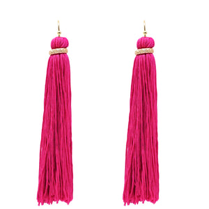 Fuchsia Thread Tassel Earrings ( 6079 FU )