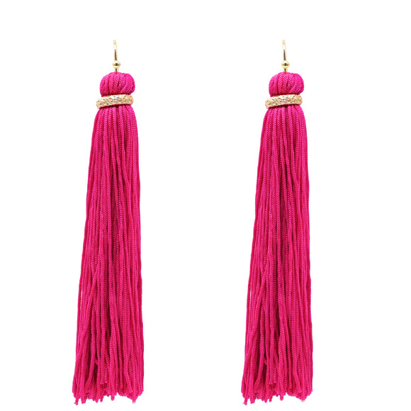 Fuchsia Thread Tassel Earrings ( 6079 FU )