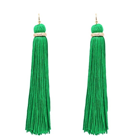 Green Thread Tassel Earrings ( 6079 GRN )