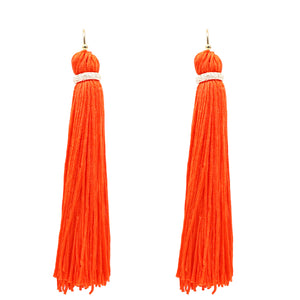 Orange Thread Tassel Earrings ( 6079 ORG )