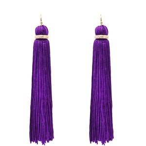 Purple Thread Tassel Earrings ( 6079 PUR )