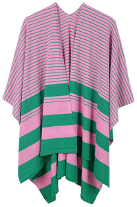 PINK GREEN STRIPE RUANA ( 410136 PNK )