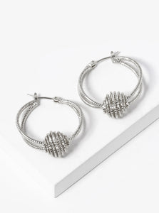 WHITE GOLD DIPPED HOOP EARRINGS ( 374 R )