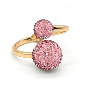 GOLD CUFF BANGLE PINK STONES ( 2262 GDPNK )