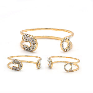 GOLD CUFF BANGLE CLEAR STONES ( 2271 GDCLR )