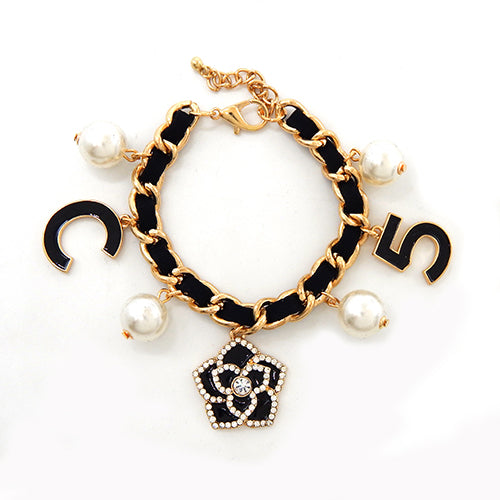 GOLD BLACK CHARM BRACELET ( 2274 GDBLK )