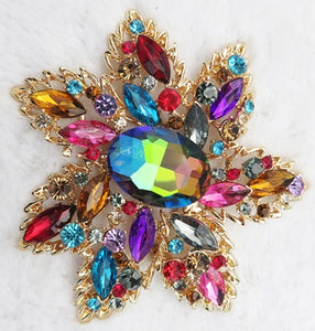 GOLD BROOCH MULTICOLOR STONES ( 2974 MT )