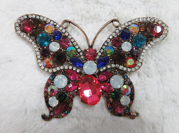 GOLD MULTICOLOR BUTTERFLY BROOCH ( 3001 MT )